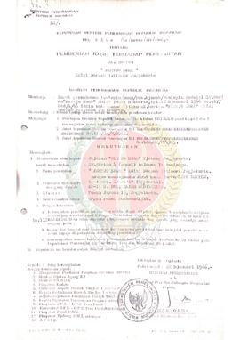 Berkas Keputusan Menteri Penerangan Republik Indonesia Nomor : 0160/SK/DPHM/ SIT/1966 dan Nomor :...