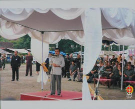 Wakil Presiden RI Jusuf Kalla sedang menyampaikan pidato atas bantuan yang diberikan untuk gempa ...