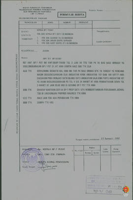 Surat dari Kepala BP-7 Pusat kepada Kepala BP-7 Daerah Tingkat I se–Indonesia perihal pemberitahu...