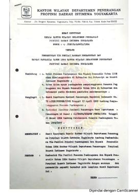 Surat Keputusan Kepala Kantor Wilayah Departemen Penerangan Daerah Istimewa Yogyakarta Nomor : 10...