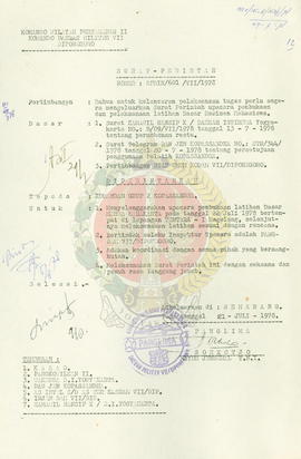 Surat Perintah No. SPRIN/601/vii-/1978 dari KODAM VII Diponegoro kepada Komandan Grup 2 Kopassand...