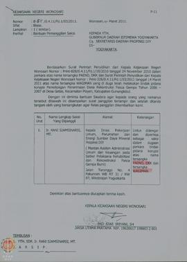Bendel surat perihal pemanggilan Ir. Rani Sjamsinarsi, MT selaku Kepala  Dinas Pekerjaan Umum, Pe...