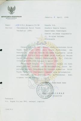 Surat Keputusan Menteri Perangan Republik Indonesia Nomor : 2345/SK/DITJEN PPG/ STT/1998 tentang ...
