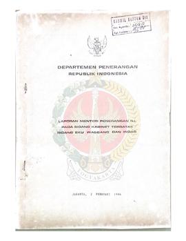 Laporan Menteri Penerangan Republik Indonesia pada Sidang Kabinet Terbatas Bidang EKO WASBANG (Ek...