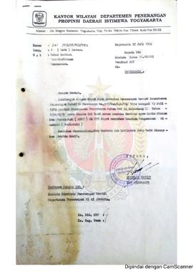 Surat dari Kepala Kantor Wilayah Departemen Penerangan Provinsi  Daerah Istimewa Yogyakarta kepad...