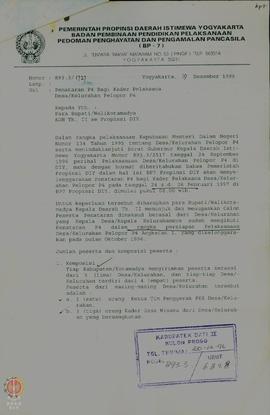 Surat undangan bagi kader pelaksana desa/kelurahan pelopor P-4.