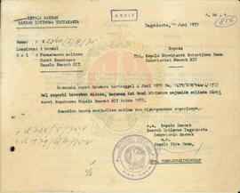 Permohonan salinan SK Kepala Daerah DIY No. 198/1974 oleh Direktorat Ketertiban Umum Sekretaris D...