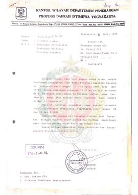 Berkas surat perihal Kunjungan Jurnalistik Rombongan Wartawan Presiden Ukraina ke Yogyakarta.