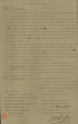 Surat salinan dari Bupati Sleman yang disalin oleh Mantri Boekhouder Centraal Waterschapkantoor t...