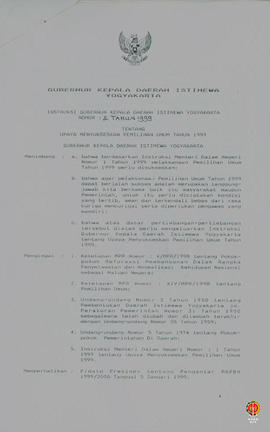 Surat Keputusan Gubernur Kepala Daerah Istimewa Yogyakarta tentang upaya menyukseskan benih Tahun...