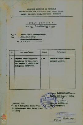 Laporan penyelenggaraan penataran P-4 siswa baru SMU Negeri 1 Kokap Tahun 1997/1998