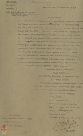 Salinan surat dari Pandji Kembangaroem tertanggal 18 September 1925 Nomor 1436/33 yang disalin ol...