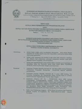 Surat Keputusan Kepala Dinas Pemukiman dan Prasarana Wilayah selaku Kepala Satuan Kerja Rehabilit...