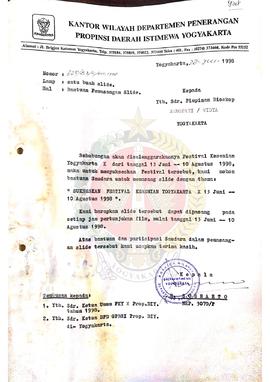 Surat dari Ketua Badan Pembinaan Perfilman Daerah Provinsi Daerah Istimewa Yogyakarta kepada Pimp...