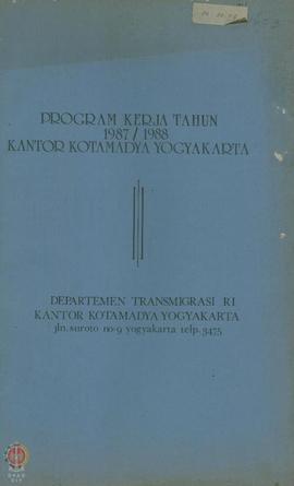 Program Kerja tahun 1987 Kantor Kota madya Yogyakarta.