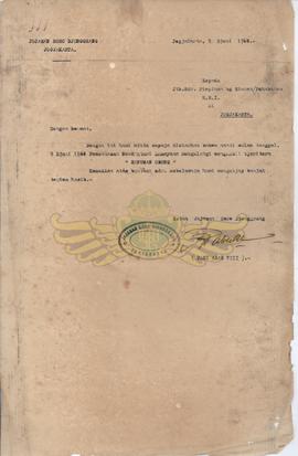 Surat dari Ketua Yayasan Rarajongrang kepada Kepala Bagian Siaran RRI  tanggal 9 Juni 1968 tentan...