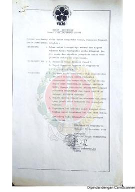 Surat Keputusan Ketua Pengurus Yayasan Keris Manda Putra Nomor : Ist/A/YKMP/11/ 1998 perihal Pene...