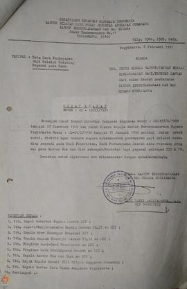 Surat Edaran Kepala Kantor Perbendaharan dan Kas Negara (KPKN) Yogyakarta Nomor  SE-10/II/1991 Ta...