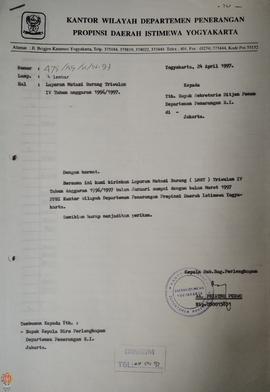 Surat dari Kepala Sub Bagian Perlengkapan Kantor Wilayah Departemen Penerangan Provinsi Daerah Is...