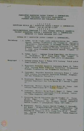 Salinan Surat Keputusan Kepala BP-7 Kabupaten Dati II Gunungkidul tentang penyelenggaraan penatar...
