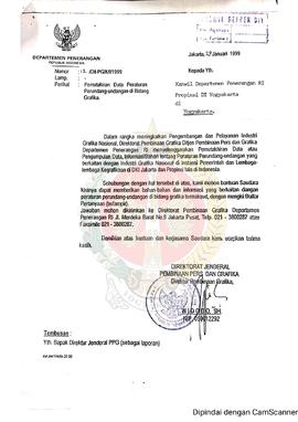 Surat dari Direktorat Jenderal Penerangan Pembinaan Grafika Departemen Penerangan Republik Indone...