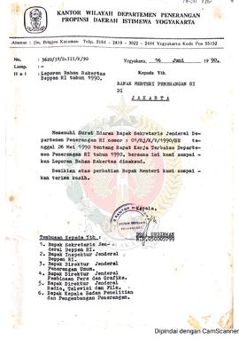Laporan Bahan Rapat Kerja Terbatas Departemen Penerangan Republik Indonesia tahun 1990 dari Kanto...