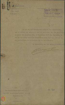 Surat dari Voorzitter van het Waterschapbestuur  Nomor 1829 tertanggal 13 September 1927 ditujuka...