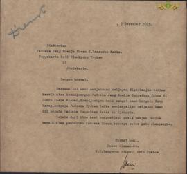Surat dari Paku Alam Ko KGPAA Paku Alam VIII kepada Paduka yang mulia Tuan K. Yamauchi Kakka, per...