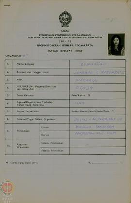 Kumpulan Daftar Riwayat Hidup Peserta Penataran P-4 pola 120 jam, Januari 1993 bagi Dosen/Pegawai...