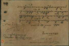 Surat tertanggal 14 Mei 1940 dari Nyai Kanjeng Tumenggung Seganda kepada Kawedanan Keparak Para G...