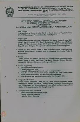 Ketentuan festival Ketoprak antar Daerah Tingkat II se Daerah Istimewa Yogyakarta dalam rangka pe...