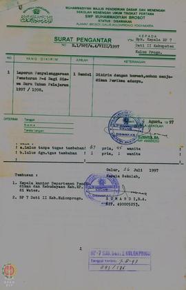 Laporan hasil penyelenggaraan penataran P-4 tahun 1997/1998 SLTP2 Muhamadiyah Galuh.