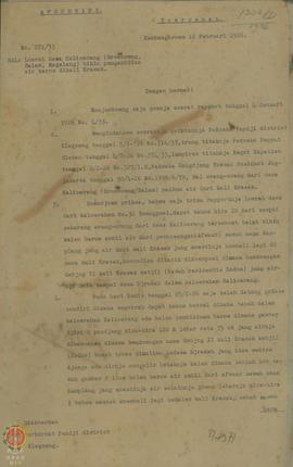 Salinan surat asisten panji kembangarum tanggal 16 Februari 1926, nomor 281/33 perihal Lurah desa...
