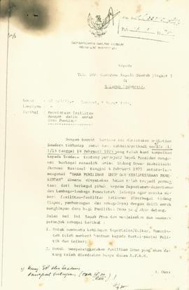 Surat Edaran Mendagri No. SJ.6/1/13 tanggal 5 Maret 1975 mengenai permintaan fasilitas dengan dal...