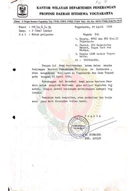 Surat dari Kepala Kantor Wilayah Departemen Penerangan Yogyakarta kepada Kepala Stasiun Televisi ...