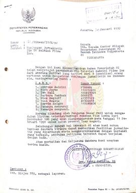 Surat dari Direktur Pembina Kewartawanan Departemen Penerangan Republik Indonesia kepada Kepala K...
