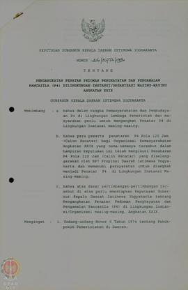 Keputusan Gubernur Kepala Daerah Istimewa Yogyakarta tentang Pengangkatan Penatar P-4 di lingkung...