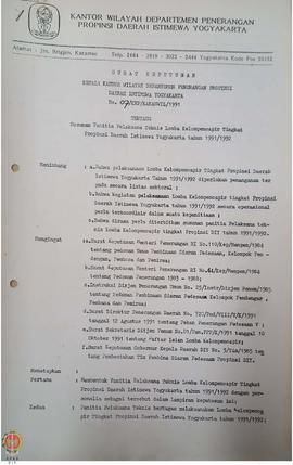 Surat Keputusan Kepala Kantor Wilayah Departemen Penerangan Provinsi Daerah Istimewa Yogyakarta N...