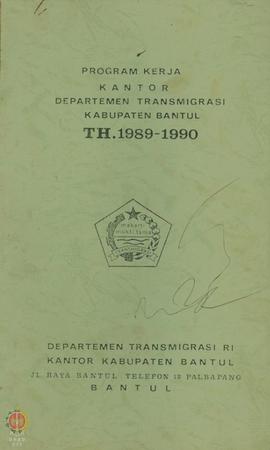 Program Kerja Kantor Departemen Transmigrasi Kabupaten Bantul tahun 1989-1990.