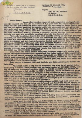 Surat dari R. Katamsi, Kepatihan II/39 Gombong Marhaenst.kepada Sri Paduka Paku Alam VIII, tentan...