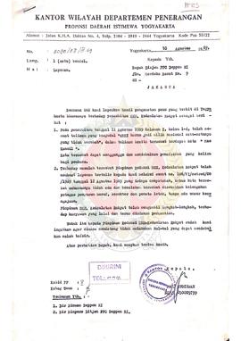 Surat dari Kepala Kantor Wilayah Departemen Penerangan Provinsi Yogyakarta kepada Direktur Jender...