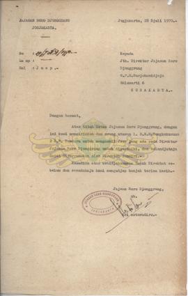 Surat dari Yayasan Rarajongrang kepada Sdr. GPH Sryahamijaya tanggal 28 Juli 1970 tentang permoho...