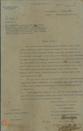 Salinan surat dari Rijksbestuurder  Jogjakarta tertanggal Oktober 1925 Nomor 2340/1.H yang disali...