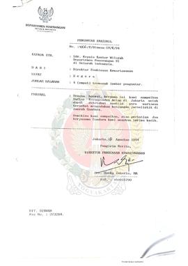 Surat dari Direktur Pembinaan Kewartawanan kepada Kepala Kantor Wilayah Departemen Peneranngan Re...