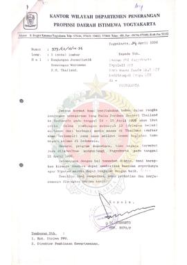 Berkas surat dari Direktur Pembinaan Kewartawanan Republik Indoesia perihal Kunjungan Jurnalistik...