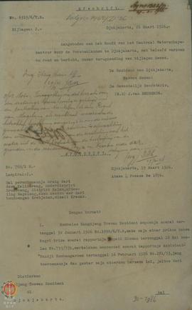 Salinan surat dari Asisten Residen tertanggal 26 Maret 1926 No. 6319/6/T.B dan salinan surat Rijk...