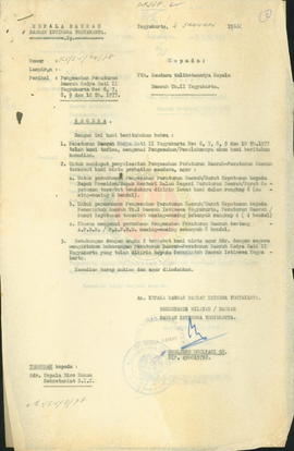 Pengesahan Peraturan Daerah Kotamadya Dati II Yogyakarta No. 6,7,8,9 dan 10 Tahun 1977