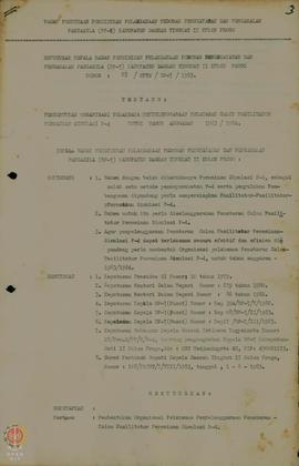 SK   No:   03/KPTS/BP-7/1983   tgl   1   Desember   1983,   tentang Pembentukan Organisasi Pelaks...