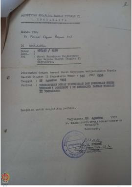 Surat dari Walikotamadya Kepala Daerah Tingkat II Yogyakarta kepada Kepala Kantor Wilayah Departe...