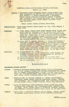 SK Gubernur DIY No. 77/1975 tentang Penunjukan penanggungjawab pencalonan Bupati Bantul